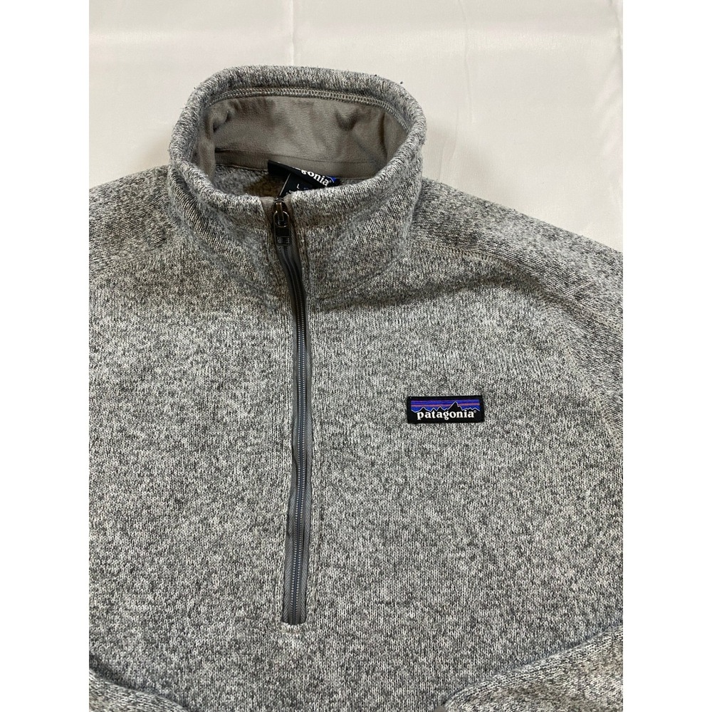 Patagonia Gray Marled Fleece Quarter Zip Pullover Size Large Worn Wear